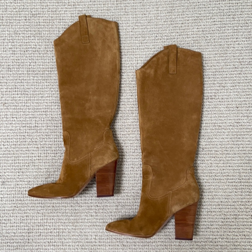 Tall Suede Boots in Caramel
